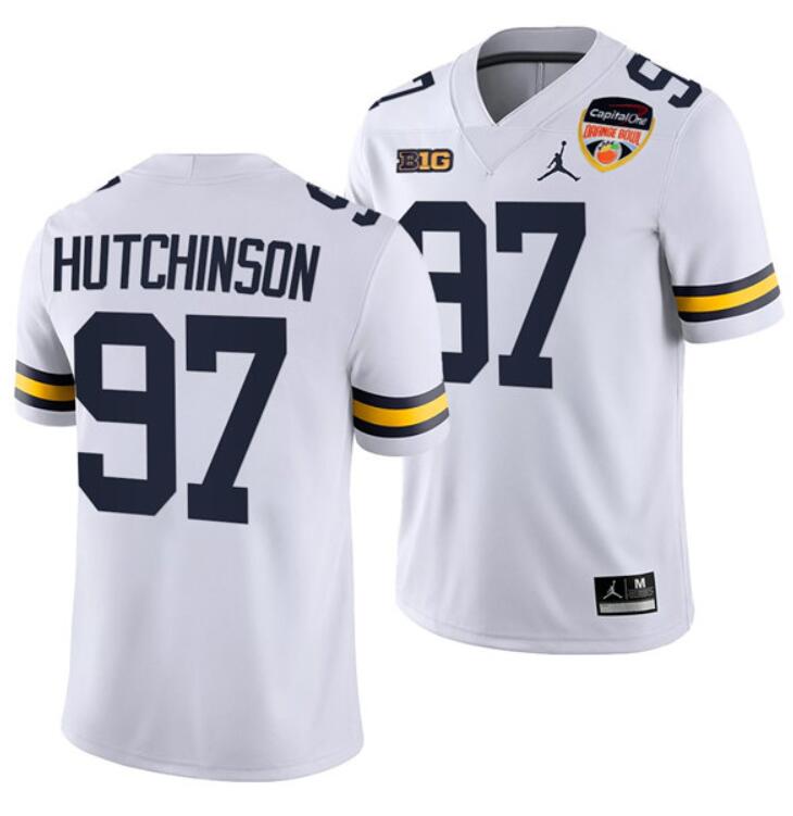 Men's Michigan Wolverines Customized White College Football Playoff Stitched Jersey
